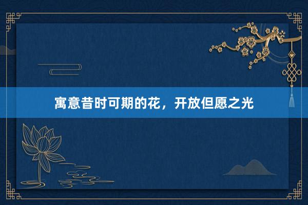 寓意昔时可期的花，开放但愿之光